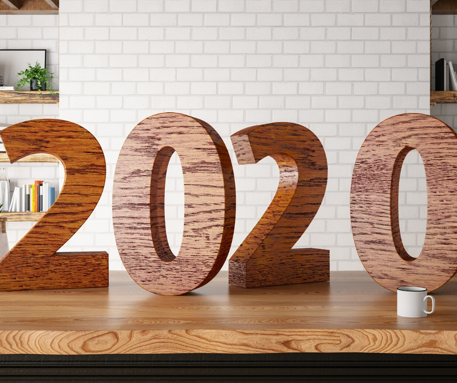 “2020” In Wood On Counter "2020" In Wood On Counter