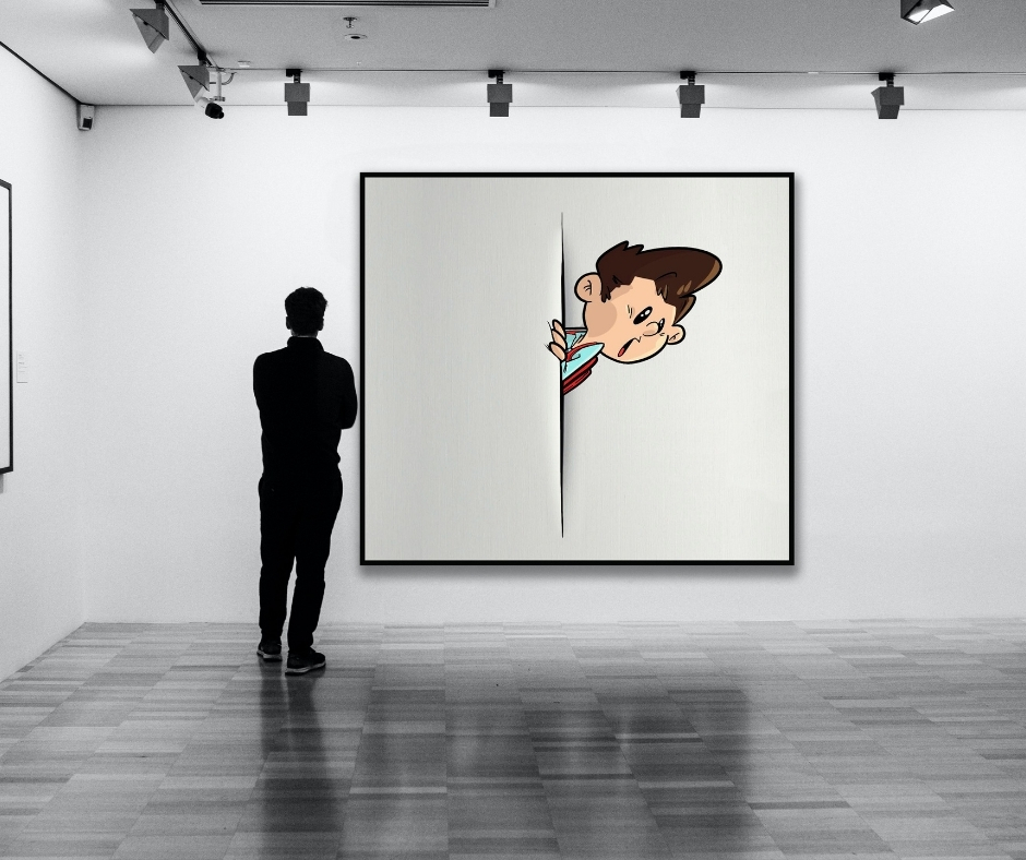 Man Looking At Artwork Man Looking At Artwork