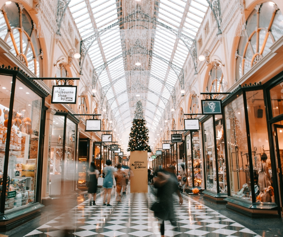 Shoppers Inside At Mall During Holidays Shoppers Inside At Mall During Holidays