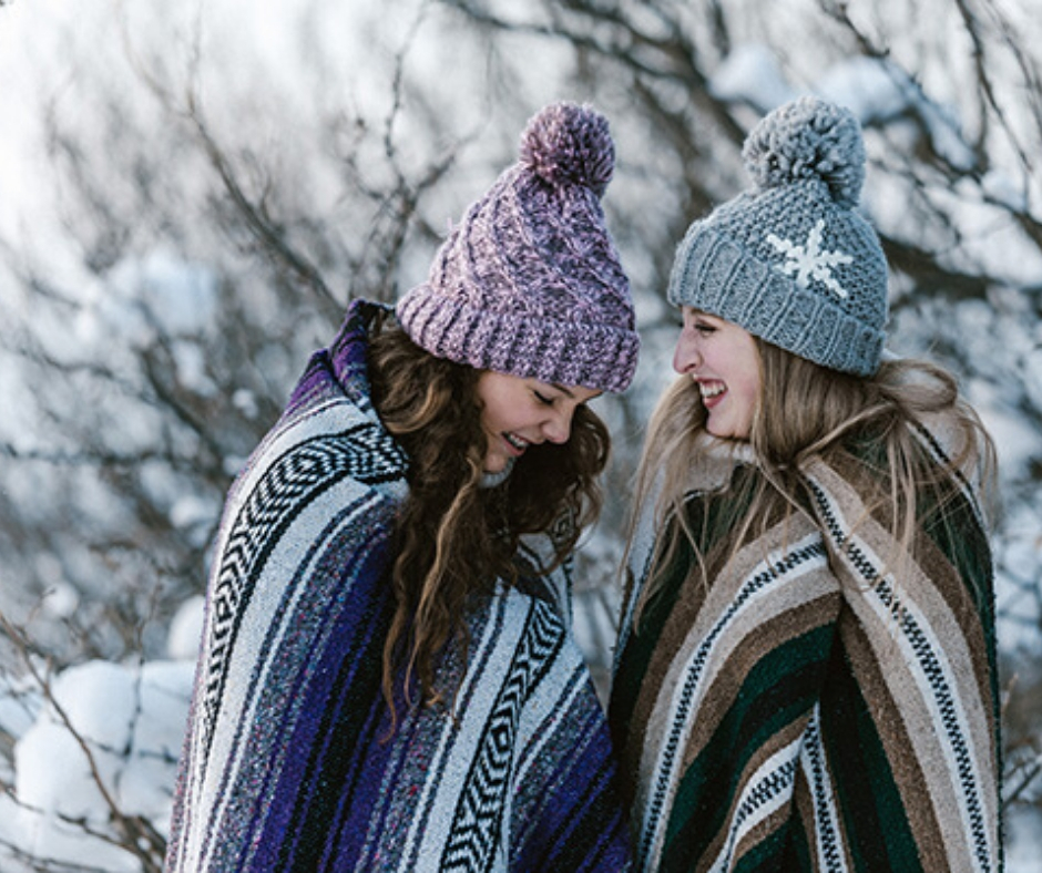 Two Girls In Blankets Outside Two Girls In Blankets Outside