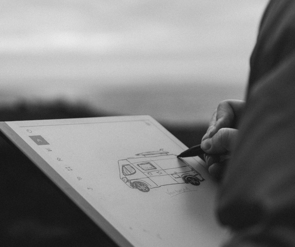 Person Drawing A Van – Close Up Person Drawing A Van - Close Up