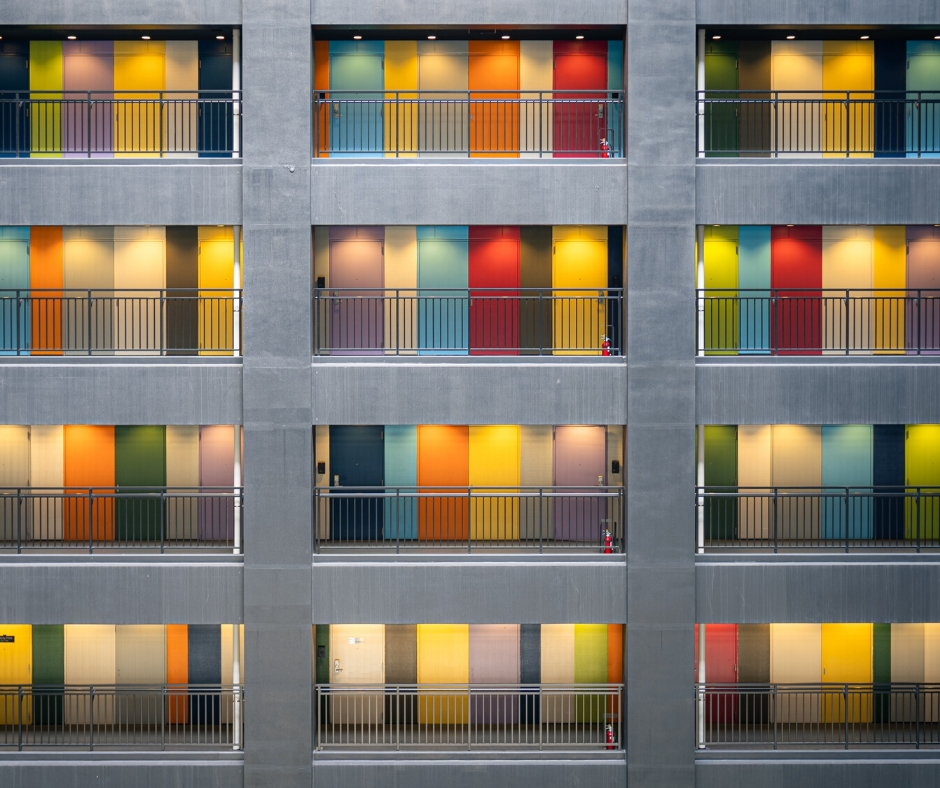 Multiple Levels of Colorful Doors Multiple Levels of Colorful Doors